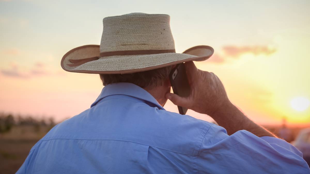 Farmer on phone
