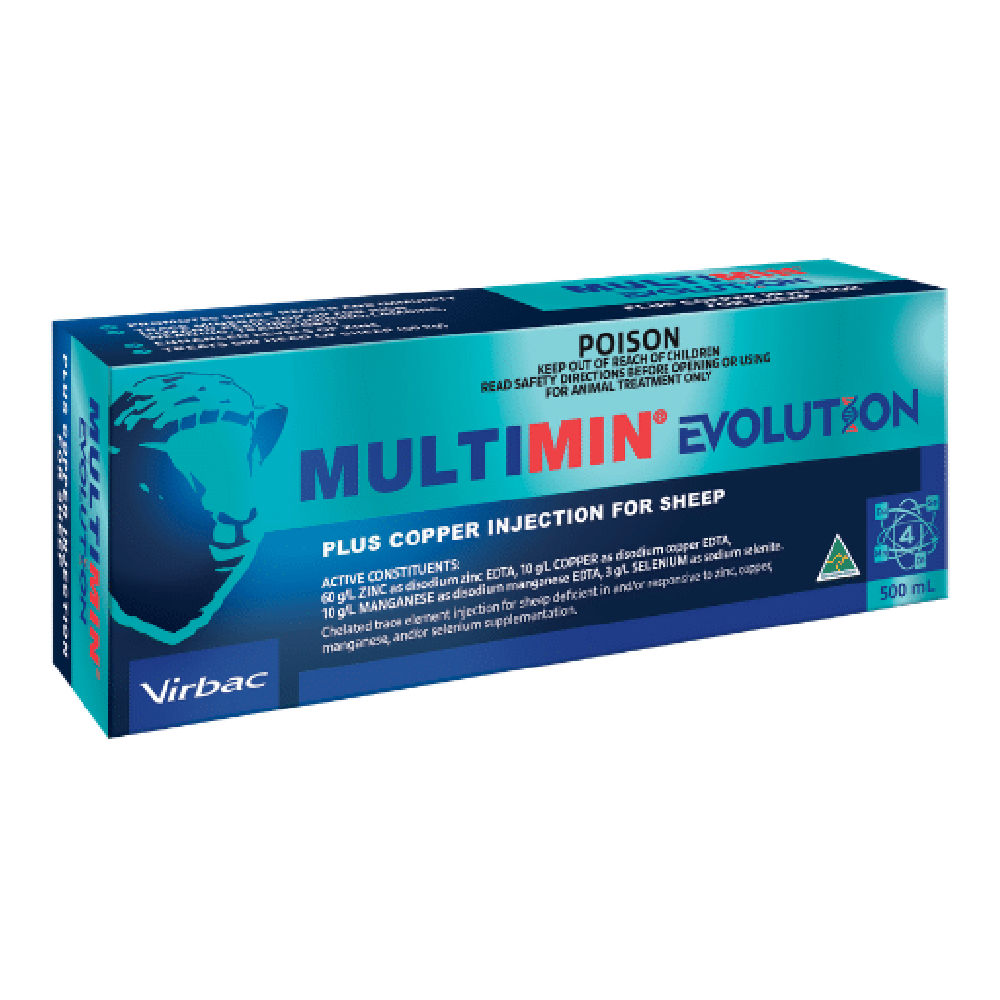 Multimin Evolution Plus Copper injection for sheep 500 mL pack from Virbac