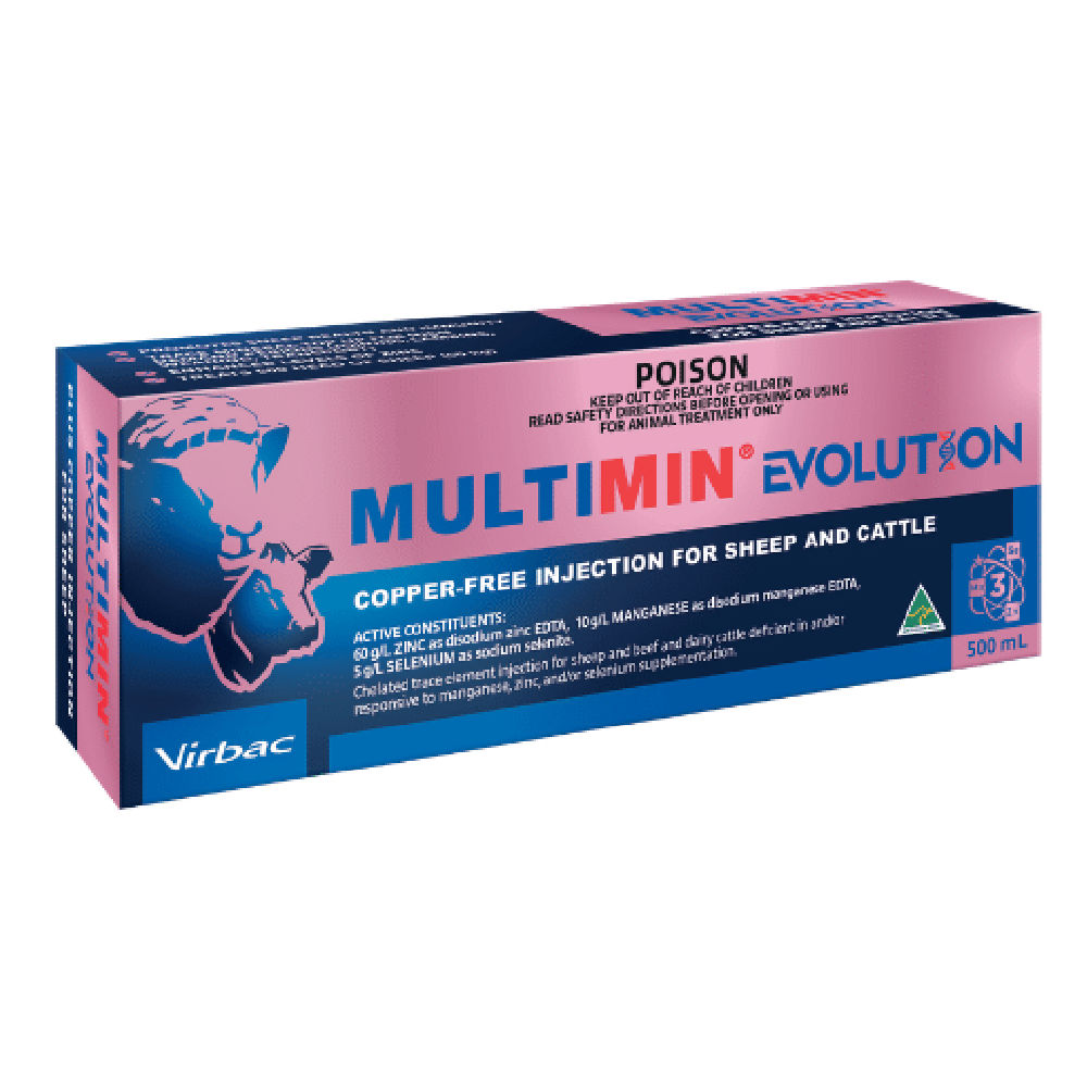 Multimin Evolution Copper-Free Injection for Sheep and Cattle 500 mL pack from Virbac